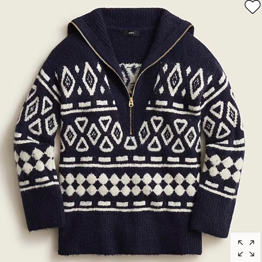 Relaxed half-zip sweater in geometric knit - Picture 1 of 7